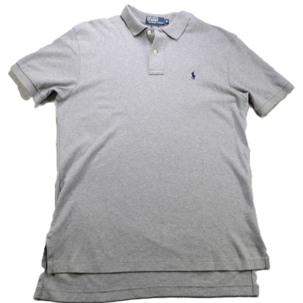 Polo Ralph Lauren Pique Shirt Short Sleeve Cotton Men Medium Gray Pony Logo Golf